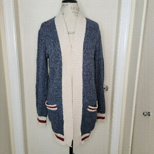 Striped polo cardigan sweater